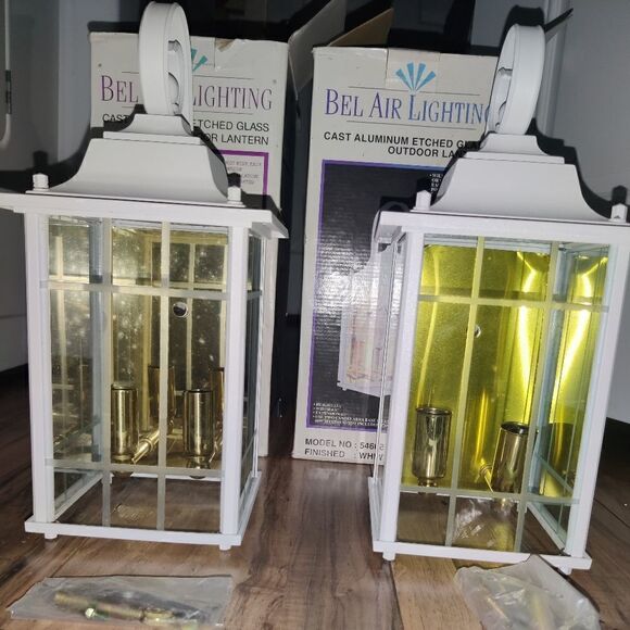 Set Of 2 Bel Air Lighting Outdoor Lantern Cast Al - Picture 6 of 9